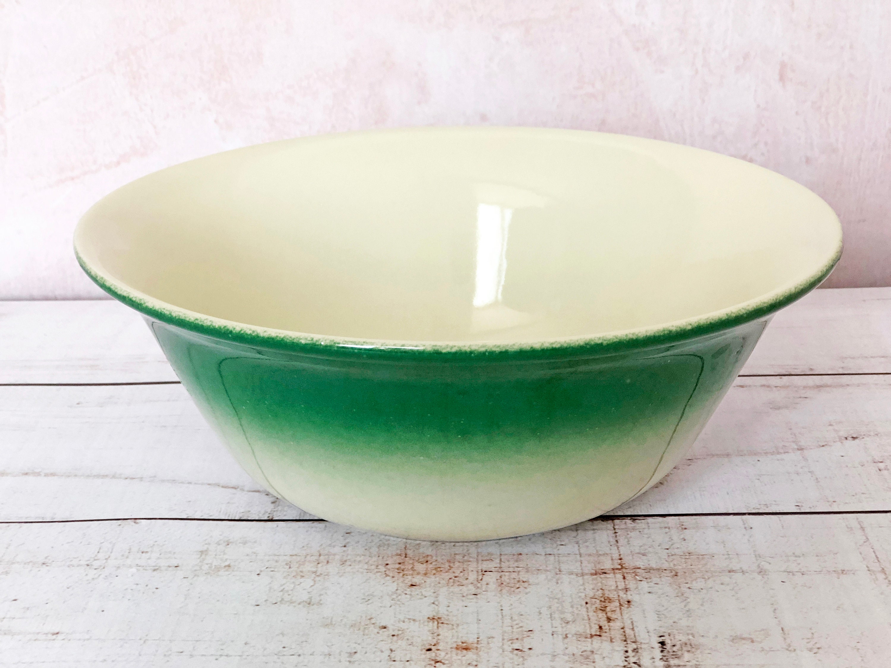 Grand Saladier Bol de Service en Céramique Verte