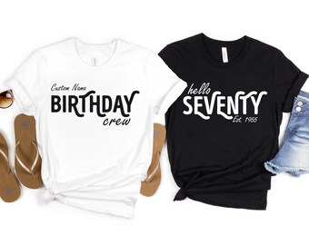 Custom Birthday Crew T-Shirt Set, Milestone Celebration