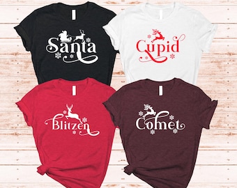 Custom Family Christmas Shirt, Reindeer Names, Matching Holiday Outfit