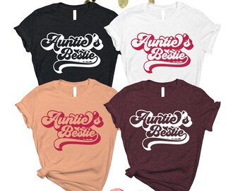 Auntie's Bestie Retro T-Shirt, Matching Aunt Niece Tee, New Aunt Gift
