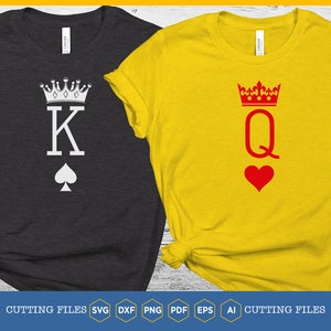 King and Queen SVG | King of spades | Queen of hearts | couples shirt Idea | vector husband wife silhouette | vector honeymoon wife husband
