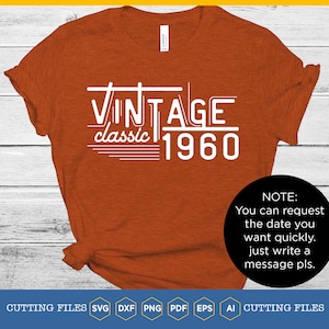 Vintage 1960 SVG: Classic Birthday Cut File (Digital Download)