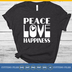 Paz Amor Felicidad svg, Paz Amor SVG, Corazón svg, Felicidad, Amor, Bondad, Amor Corazón, Descarga Digital, Cricut SVG, Cameo Silhouette