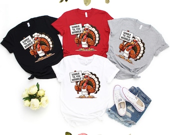 Gobble Til You Wobble Thanksgiving T-Shirt, Turkey Chef, Fall Apparel