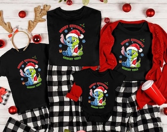 Grinchy Vibes Stitchmas Family Shirt, Funny Christmas Tee