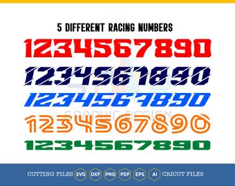 Racing Numbers SVG: Custom Font Cut File (Digital Download)