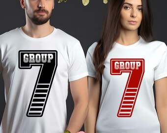 Group 7 Meme T-Shirt, Varsity Team Apparel, Custom Number