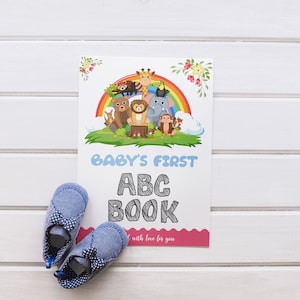 ABC Book Baby Shower Game Woodland Greenery Alphabet Coloring Book Baby&#39;s First ABC Book Baby Shower Coloring Pages Digital Download A524
