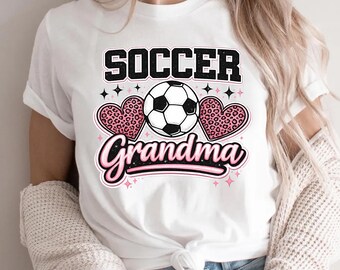 Soccer Grandma Shirt, Ball Pink Leopard Heart Soccer Tee, Cute Game Day Top for Grandmas, Sports Supporter Outfit, Gift for Soccer Families