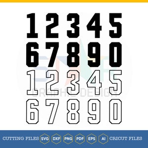 Sport Numbers SVG | Athletic Jersey Numbers | Basketball  Football Font | Cricut & Silhouette Cut File | College Varsity Player Design Bold