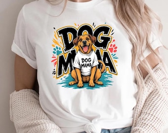 Dog Mama Shirt, Cute Dog Lover Tee, Colorful Pet Parent Top, Funny Dog Mom Graphic, Puppy Mama Gift for Women