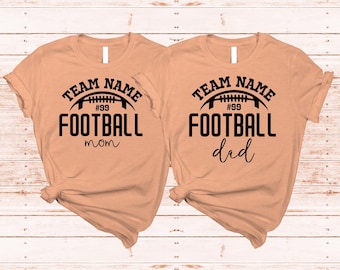 Custom Football Team Mom/Dad T-Shirt, Personalized Peach Game Day Tee