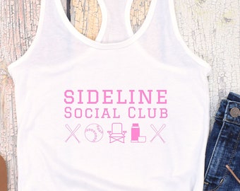 Baseball Mom Tank Top for Women Baseball Shirt for Mom Sideline Social Club Baseball Mom Tank Top Mother&#39;s Day Gift for Baseball Mom