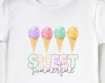 Dulce camisa de helado de verano para niñas Sprinkles camiseta de cumpleaños para camiseta de verano dulce camisa de verano para camisa de helado para niños pequeños