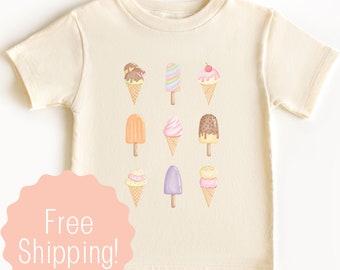 Ice Cream Youth Shirt for Girl Ice Cream T-Shirt for Summer Ice Cream T Shirt for Girl Birthday Present Summer Shirt for Girls Gift for Girl