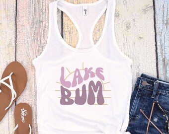 Lake Bum Women's Ideal Racerback Tank, Summer Vacation Shirt, Lakeside Fashion, Tank Top for Women