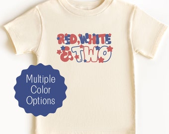 Rood Wit en Twee Fourth of July Verjaardag Shirt voor peuter 4 juli Party Shirt voor 2-jarige Amerika Verjaardagsfeestje Patriottische Verjaardag