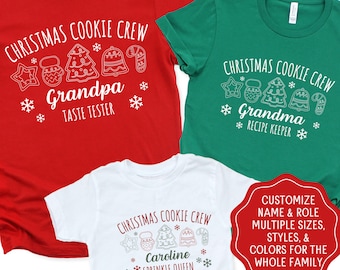 Christmas Cookie Crew Personalized Shirts for Baking Day Family Matching Christmas Cookie Tshirt Sweatshirt for Holiday Cookie Exchange Tee