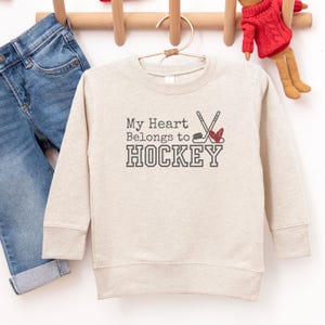 My Heart Belongs to Hockey Shirt for Boys Valentine&#39;s Day Hockey is My Valentine Toddler Sweatshirt Hockey Shirt for Valentine&#39;s Day Boy Tee