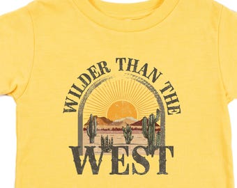Wilder Than The West Toddler Tee, Cute Kid's Western Shirt, Baby Cowboy T-Shirt, Adventure Apparel, Gift for Little Explorers Toddler Cowboy