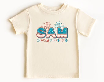 Camicia personalizzata con nome del 4 luglio per neonati, bambini piccoli, maglietta personalizzata per giovani con nome Camicia personalizzata del 4 luglio T-shirt con nome America