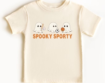 Halloween Shirt Toddler Boy Spooky Sporty Baseball Halloween Shirt Basketball Ghost Tee Soccer Spooky Shirt Halloween Tshirt for Sports Fan