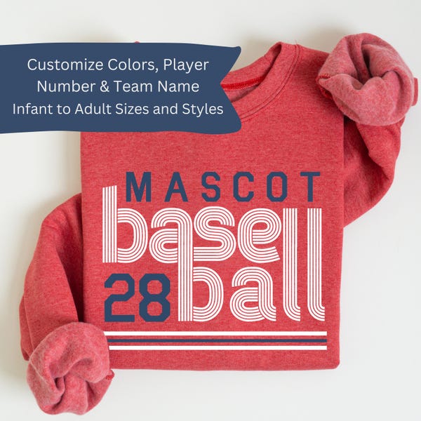 Camiseta personalizada de fanático del béisbol del equipo Sudadera personalizada del estadio Colores del equipo personalizados y número de jugador Bebé joven Adulto