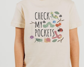 Check My Pockets Toddler Tee Bug Collector Shirt for Boy Funny Kids Tshirt Little Scientist Shirt Cute Toddler Girl Shirt