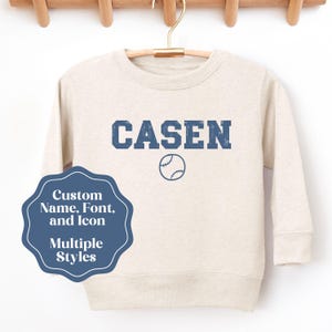 Camiseta con nombre personalizado para niños pequeños Sudadera con nombre personalizado Camiseta de manga larga con nombre personalizado e ícono para niños pequeños Niña pequeña Niño pequeño Regalo personalizado