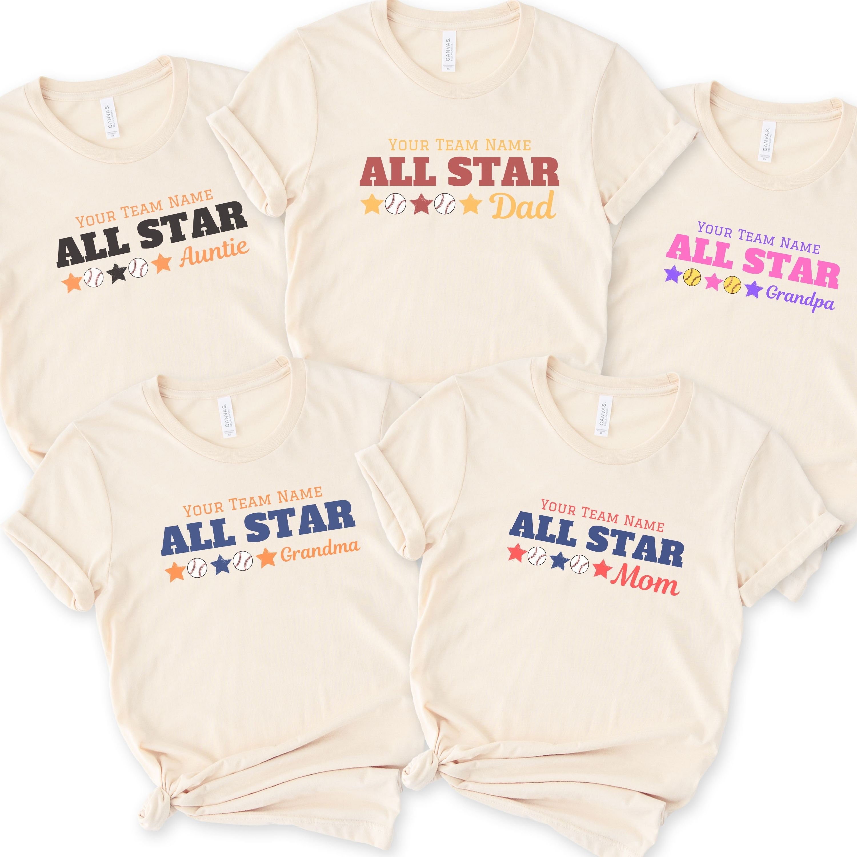 Custom All Star Baseball Team Shirt for Family Personalized All 