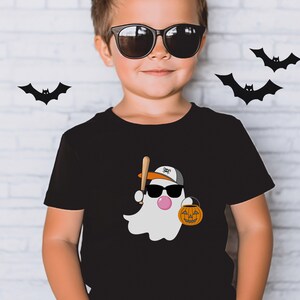 T-shirt d'Halloween fantôme de baseball pour garçons T-shirt d'Halloween de baseball T-shirt de batte de baseball fantôme pour garçons T-shirt pour des bonbons ou un sortilège pour garçons