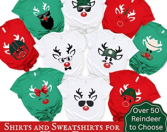 Funny Reindeer Tee Christmas Group Shirt Matching Holiday Family Sweatshirts Cute Deer Tshirt Teacher Christmas Shirts Matching Faculty Xmas