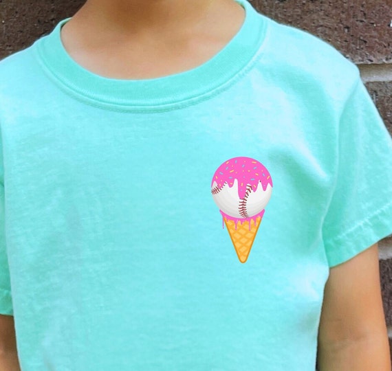Baseball Ice Cream Shirt for Youth & Adults Baseball Drip Tshirt for Baseball Players Ice Cream Cone Baseball Tee Baseball Shirt Sprinkles