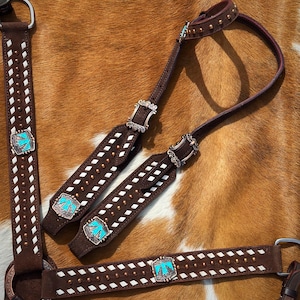 Roughout Tack set with Turquoise Thunderbirds