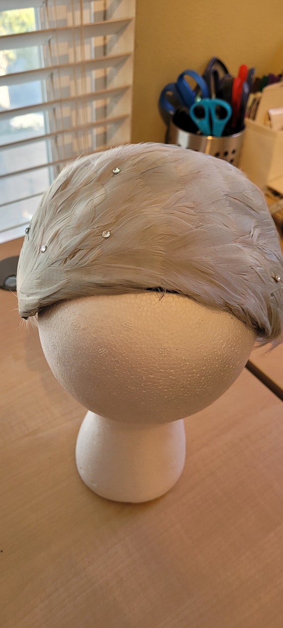 1950's blue feather headband style hat - image 1