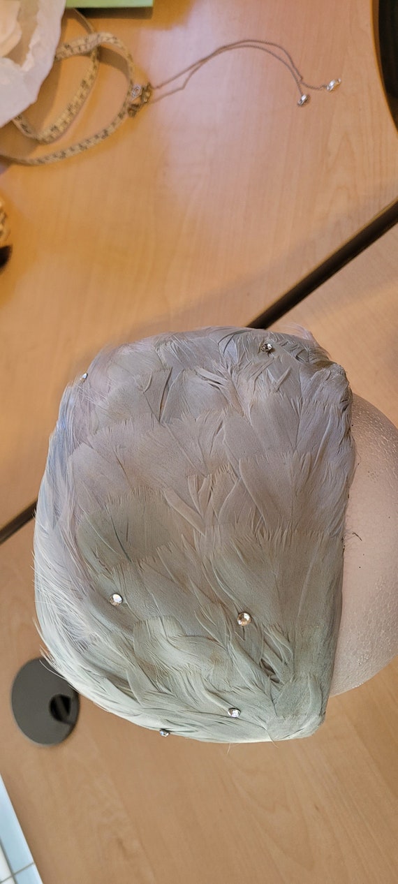 1950's blue feather headband style hat - image 3