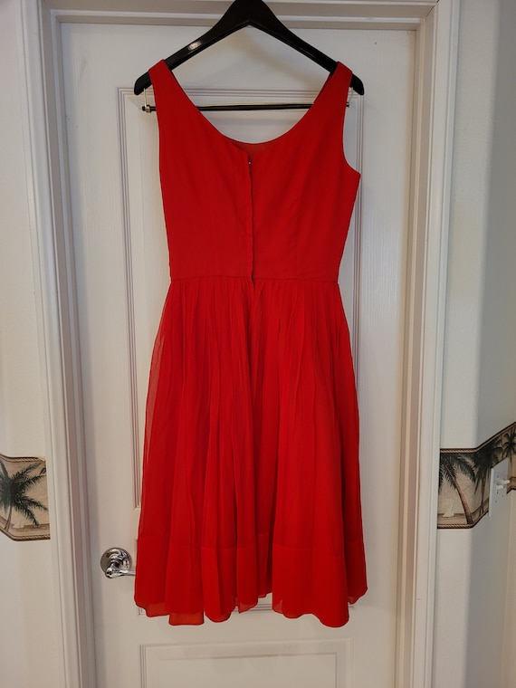 VIntage 1950s prom/formal chiffon red dress - image 4