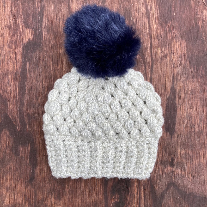 Baby Boy Hat Photo Prop Ready to Ship Baby Girl Hat Crochet Baby Hat Baby Hat Blue Pompom Beanie Size 0-3 months Gender Neutral