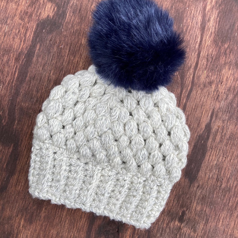 Baby Boy Hat Photo Prop Ready to Ship Baby Girl Hat Crochet Baby Hat Baby Hat Blue Pompom Beanie Size 0-3 months Gender Neutral