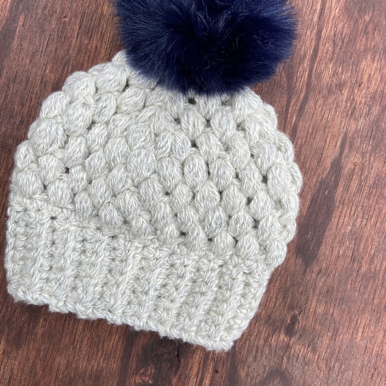 Baby Boy Hat Photo Prop Ready to Ship Baby Girl Hat Crochet Baby Hat Baby Hat Blue Pompom Beanie Size 0-3 months Gender Neutral