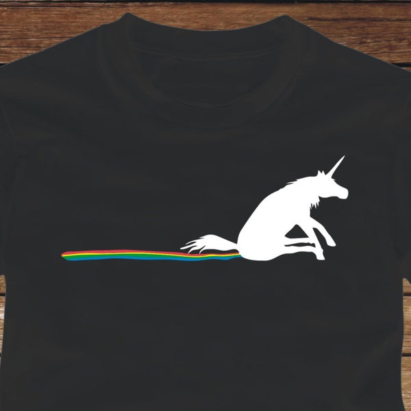 UNICORN RAINBOW STREAK T-Shirt white version - Many Colors Adult sizes -funny dog butt wiping poop itchy wipe stripe horse tshirt-103