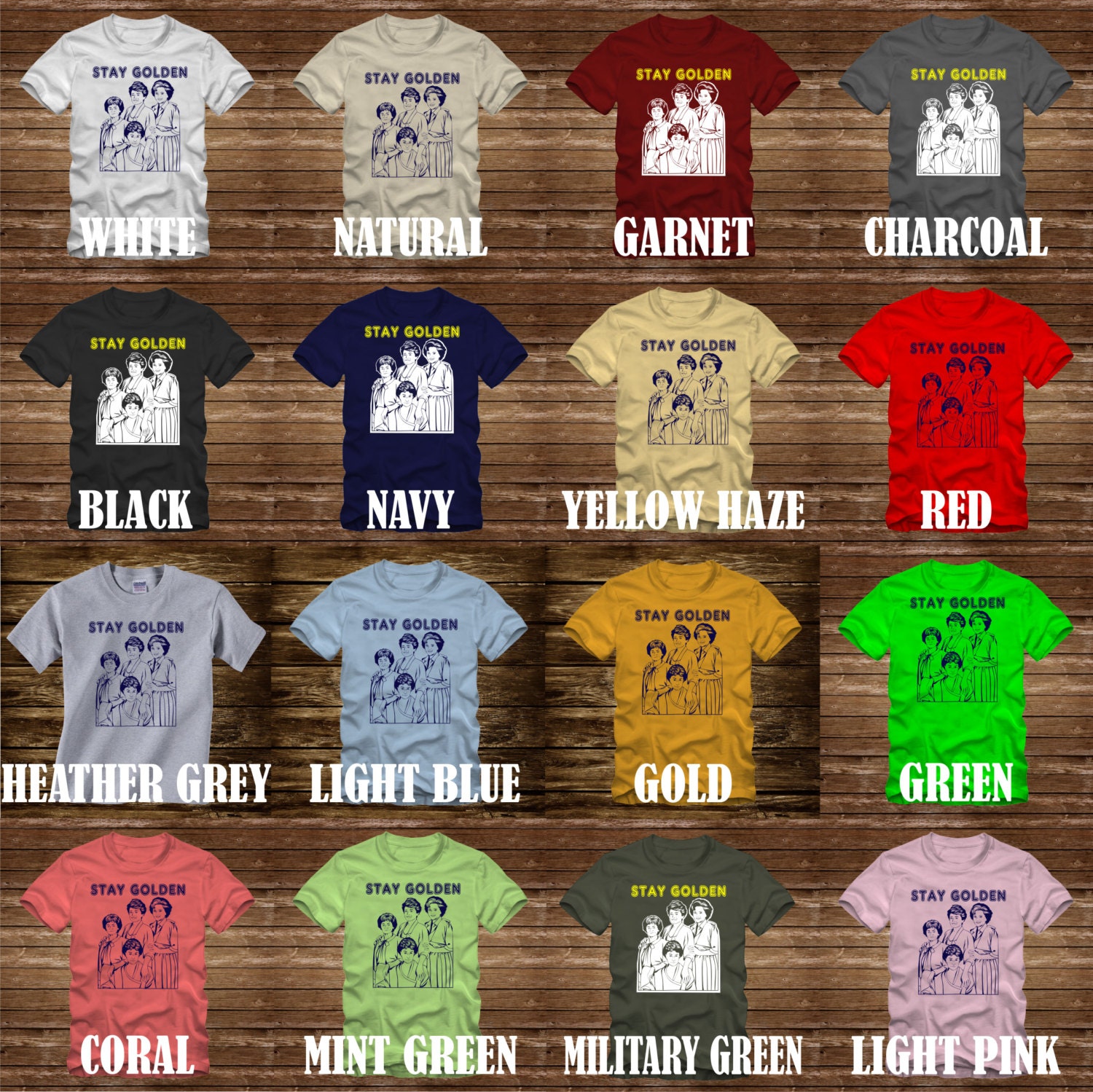 STAY GOLDEN - ダークカラーのゴールデンガールズTシャツ - 大人サイズ 
