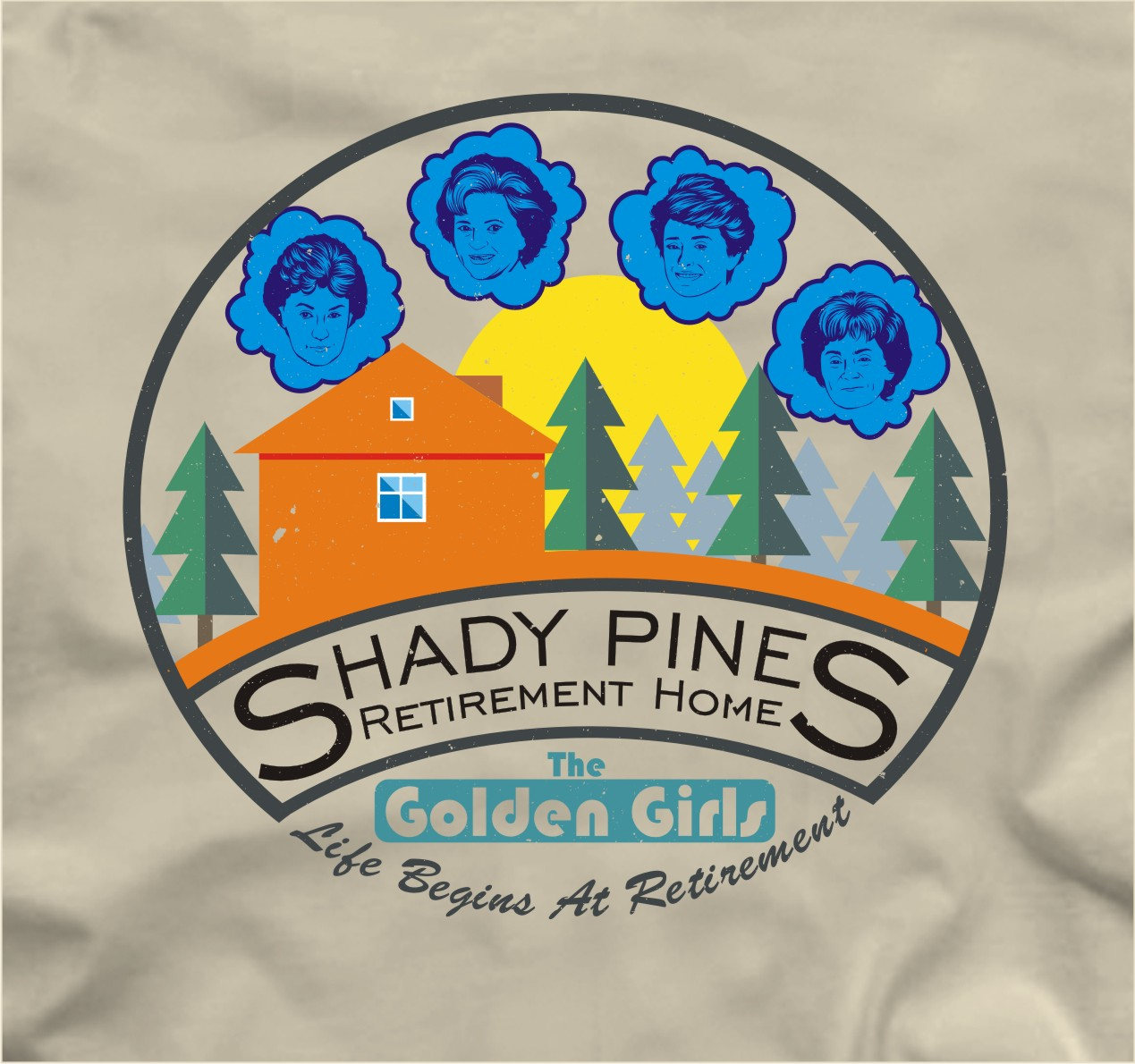 XUBLCX Shady Pines Retirement Home Golden TV Show Retro Vintage Mens Black T-Shirt Graphic Tee Printed Unisex Shirt S