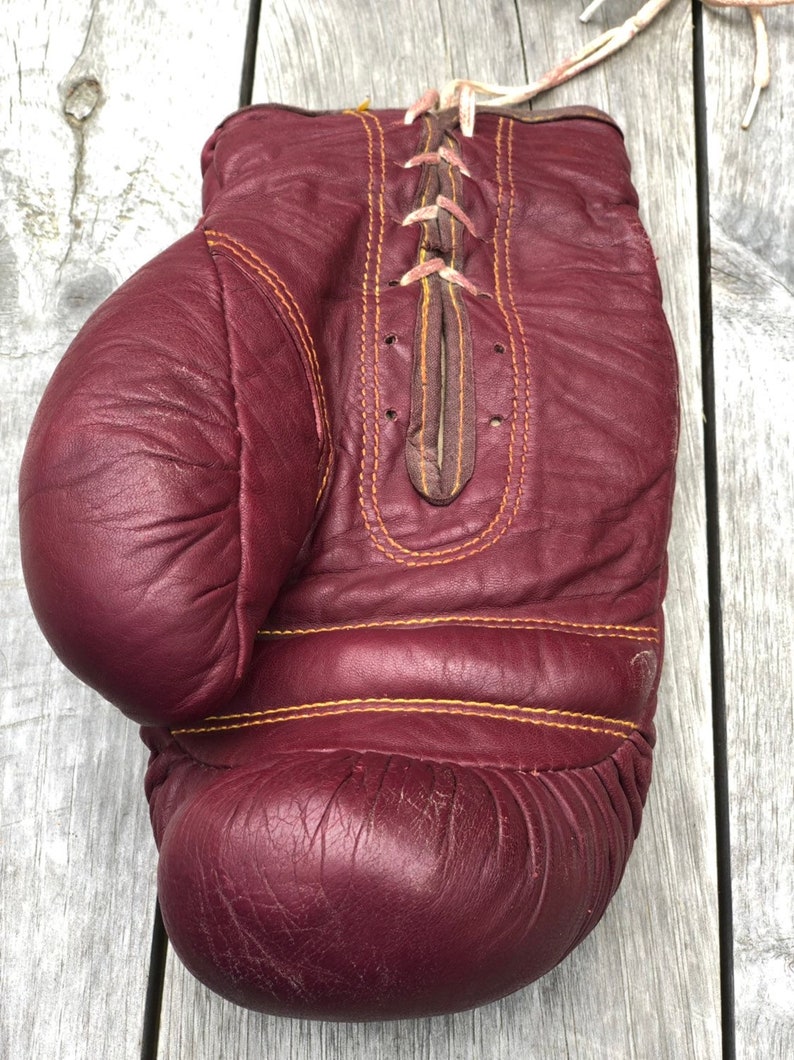 Vintage 1950s 745 Boxing Gloves J.C Vintage Red Leather Boxing Gloves