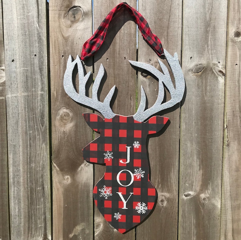 Deer Door Hanger Christmas Door Hanger Christmas Decor Etsy