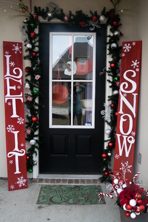 Let It Snow Sign Outdoor Christmas Decorations Front Door