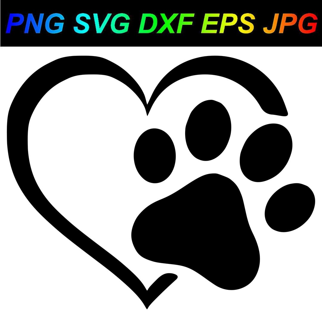 Heart Paw Prints PNG SVG DXF Eps Jpg Cricut Silhouette Etsy