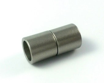 8mm Acrylic Magnetic Cylinder Clasp, Matte Stainless Steel, approx. 21x10.5mm, 8mm ID