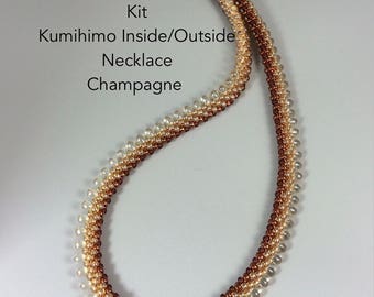 Kit - Kumihimo Inside/Outside Drop Necklace, Champagne, Kumihimo Tutorial and Supplies