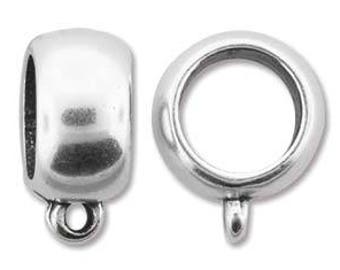 Medium Round 10mm Bail, Antique Silver, 14x18mm bail, 10mm ID, Kumihimo Bail, Climbing Rope Bail
